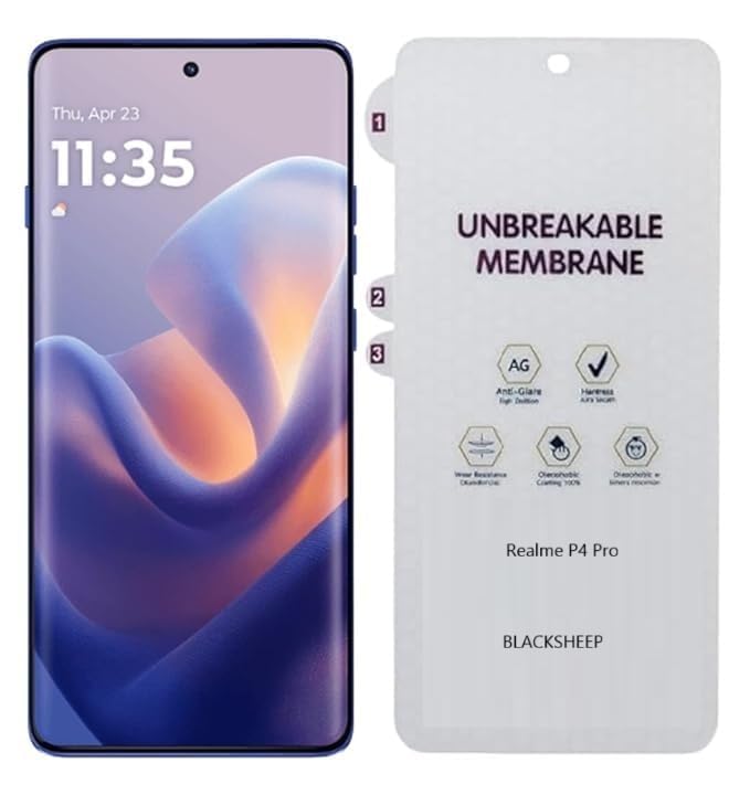 Image of AACL Matte Screen Protector for Realme P4 Pro 5G Membrane Case Friendly Full Edge to Edge Screen Coverage & Installation Kit-(Pack of 1)