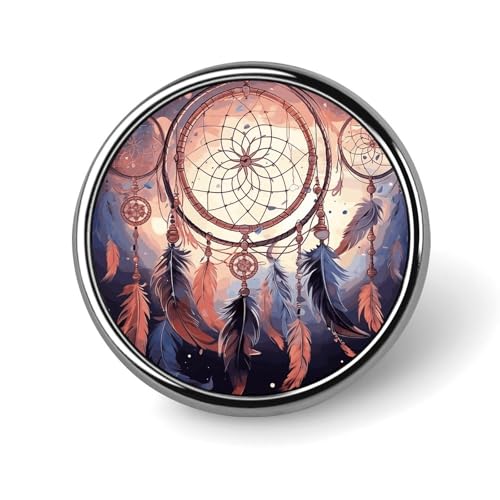 Round Pin,Native American Dream Catcher Printed Cute Cartoon Brooch,Lapel Pin for Clothes Backpack Hat Decoration