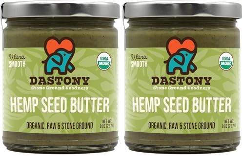 Dastony Organic Raw Hemp Seed Butter, 8 oz | Only One Ingredient | Vegan, Paleo and Keto Friendly, Non GMO, Gluten-free - Pack of 2