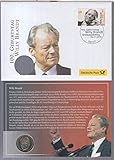  Numisbrief \' Willy Brandt \' zu dessen 100. Geburtstag 2013, mit Sondermarke und Ersttagsstempel 2. 11. 2013.