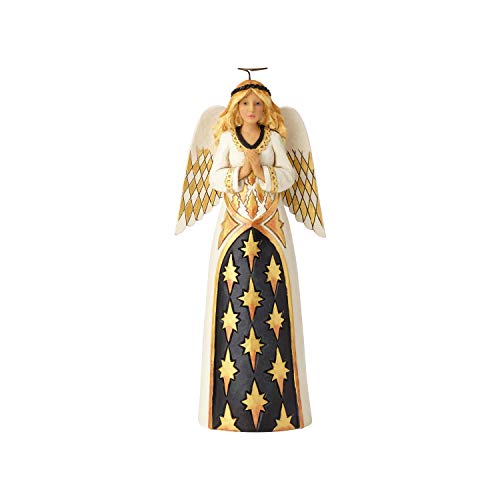 Enesco Jim Shore Heartwood Creek Black and Gold Praying Angel Figurine, 10.28