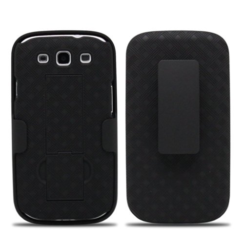 Samsung Shell Holster Combo Case for Galaxy S3 with Kick-Stand & Belt Clip (Bulk Packaging)(AT&T, Verizon, T-Mobile, US Cellular & Sprint) – Black