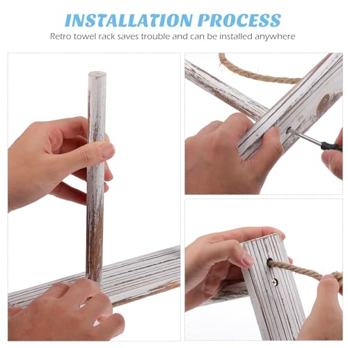 Porte-serviettes en bois avec structure solide et corde au design minimaliste