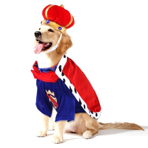 Costume de roi pour chien : l'ensemble cape et chapeau anti-stress