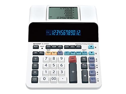 Sharp - Calculator PAPERLESS Printing AC 12 Digit Fluorescent DISP.