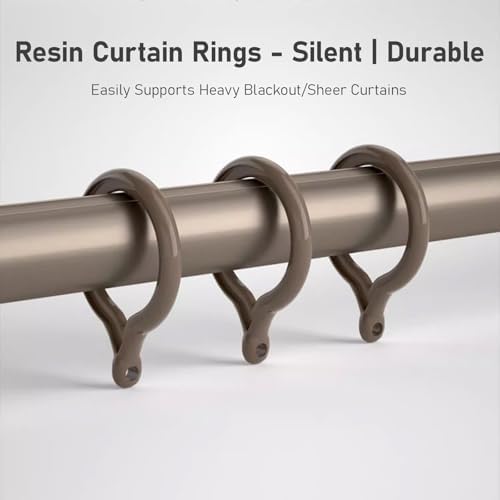 28mm Dark Gray Aluminum Double Curtain Rods with Brackets & Rings - Adjustable Wall-Mounted Drapery Rods for Layered Sheer & Blackout Curtains in Bedroom & Living Room (280cm)