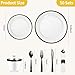 Goodluck 350 Piece Black Plastic Dinnerware Set for Party, Clear Disposable Plates for 50 Guests, Include: 50 Dinner Plastic Plates, 50 Dessert Plates, 50 Pre Rolled Napkins with Cutlery Set, 50 Cups