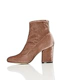 Samt-Material find. Damen Stretch Ankle Boots mit Samt-Look, Rosa, 38 EU