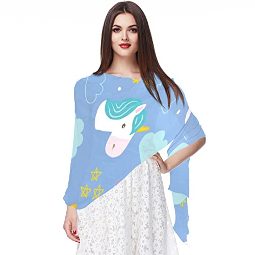 Foulard licorne arc-en-ciel en mousseline pour femme style hijab multicolore