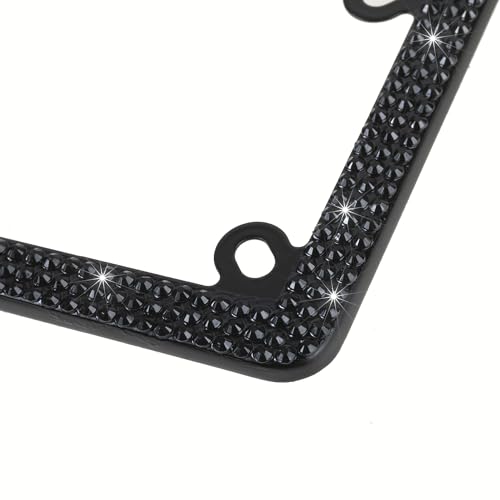 Image of Fashion Motorcycle Black Bling License Plate Frames,Crystal Motorcycle License Plate Holder,Motorbike Rhinestone License Plate Covers