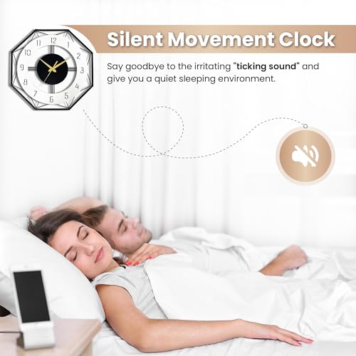 Image of Auromin Silent Metal Wall Clock for Living Room Stylish | Luxury Premium Fancy Antique Unique Metal Wall Watch for Hall Big Size, Kitchen, Office | Drawing Room Decoration Items