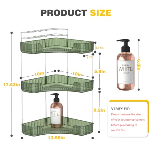 image for Asayuee 3-Tier Corner Bathroom Counter Organizer with Top Toothbrush H
