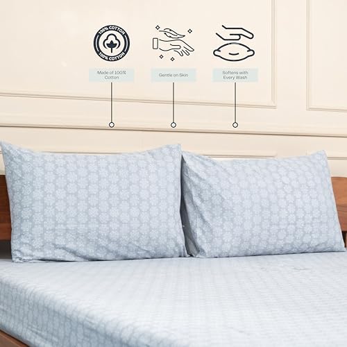 Image of Amazon Brand - Umi Cotton Elastic Fitted Bedsheet, King Size 78x72 Inches, Elastic Fit Bed Sheet, 10 Inch Deep Pocket, Soft Breathable Bedding, Durable Easy Care, with Pillow Cover-Luxe Royale