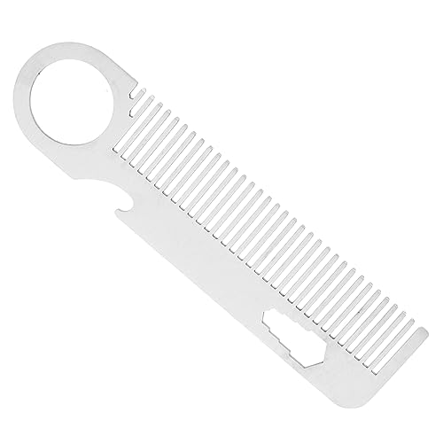 Beaupretty Beard Comb Fine Teeth Stainless Steel Portable for Men