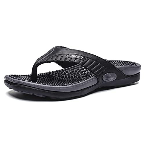 Acupressure Reflexology age Flip Flop With Arch Support For Flat Feet And Plantar Fasciitis, Foot Acupoint age Slippers Outdoor Summer Beach l (Color : Black, Size : 6.5 UK)