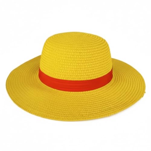 Image of MDF Straw Hat Replica | Yellow Hat with Red Band | Anime Cosplay Accessory & Collectible for Fans