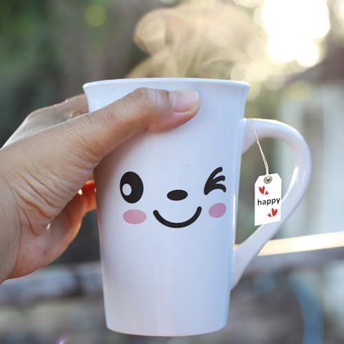 cobee 100 Stück Preisschilder Anhänger, 7 x 3,5cm Hängeetiketten Anhänger Etiketten mit Schnur, Geschenkanhänger Preisetiketten Kraftpapier Anhänger für Kleidung Schmuck Display(Weiß)