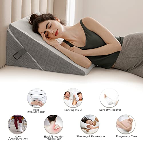Ubbcare Bed Wedge Pillow For Sleeping, Adjustable 9 And 12 Inches Triangle Wedge Pillow, Folding Memory Foam Incline Pillow For Acid Reflux, Gerd, Anti Snoring, Heartburn, Reading #TOP4