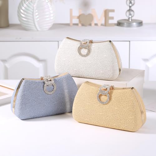 Image of Dreubea Women's Fashion Evening Bag Rhinestone Decrated Clutch Handbag with Chain