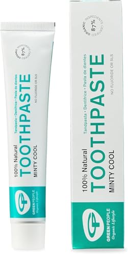 Green People Minty Cool Toothpaste - 100% Natural Mint - Fluoride & SLS Free - for Sensitive Gums - Vegan, 50ml
