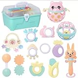 KIDSZONE 11PCS Baby Rattles 0-6 Months, Baby Teething Toys with Storage Case, Infant Toys 0-3-6-12 Months, Baby Girl Toys, Best Newborn Christmas Gift for Babies Infants Boy Girl