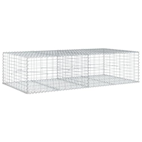 vidaXL Cesta de gaviones con Cubierta Hierro galvanizado 200x100x50 cm, Muro de gaviones, Muro de contención de gaviones, Valla de gaviones, gaviones