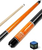 CUEBAR Pool Cue, 58 Inch 2-Piece Pool Sticks for Adults, House Bar Billiard Cue Stick with Imitation Leather Grip for Men Women - Orange,20 Oz