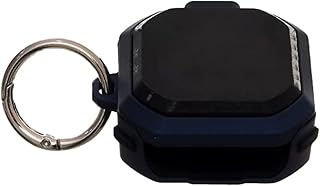 حافظة حماية سيليكون بتصميم ايج شيل ونمط مربع بحافة مقاومة للصدمات وعلاقة معدن لسماعات ايربودز لايف/2/برو، لون أسود وكحلي