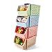 Produktbild Titan Mall Stapelbare Aufbewahrungskörbe für Lebensmittel, Snacks, Flaschen, Spielzeug, Toilettenartikel, Kunststoff-Aufbewahrungskörbe, 4 Stück, 38,1 x 25,4 x 17,8 cm, Blau/Grün/Pink/Khaki