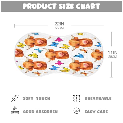 Kigai Highland Cow Baby Burp Cloths Extra Soft and Absorbent Burping Rags Cotton Burping Clothes Baby Washcloths for Newborn Boys Girls - 1 Pack4