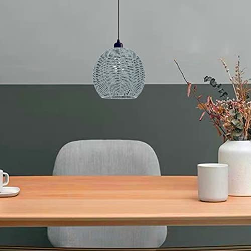 Image of DOITOOL 1pc Handmade Rattan Lampshade Retro Ceiling Light Cover for Dining Room and Restaurant Woven Chandelier Shade Decorative Home Lighting Fixture