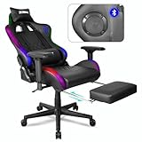 RGB Gaming Chair with LED Lights & Stereo Bluetooth Speakers XTREME Engage by O&S PC Computer Recliner Swivel Gamer Chair with Detachable Padded Headrest Lumbar Support Cushion & Footrest Black