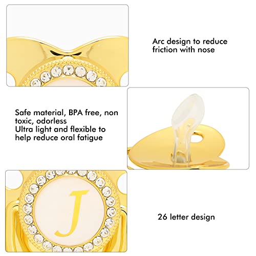 Image of Pacifier with Clip, Ergonomic Curved Design Soft Lightweight Silicone for 6-18 Months Infants Breastfeeding Support (J)