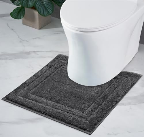 Decomira Tapis de Bain Antidérapant | Super Absorbant et Lavable en Machine | pour la Salle de Bain, Douche, Baignoire ou comme Tapis WC | Gris Foncé - 45x45 cm WC
