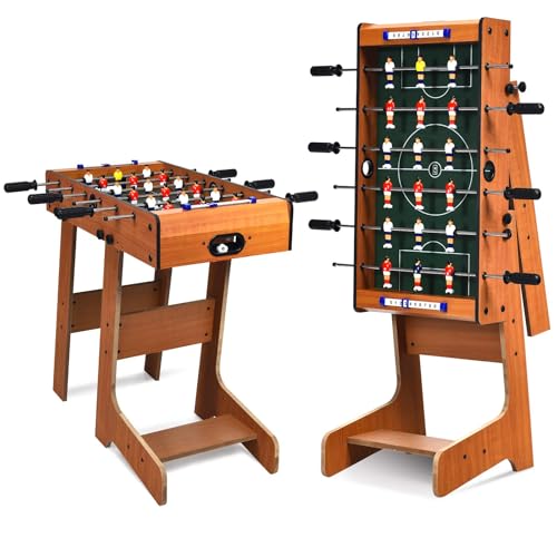GOPLUS Baby-Foot Pliable Adultes et Enfants, Table de Jeu de Football Pliant avec 2 Marqueurs de Scores, 2 Boîtes, 2 Balles, pour 3 Ans+, 69 x 36,5 x 71 CM