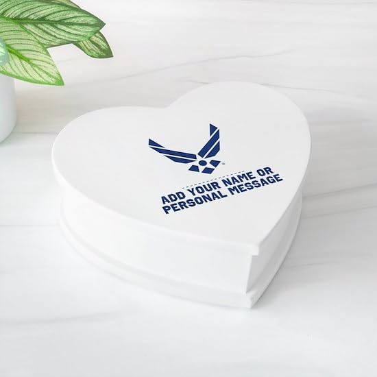 CafePress Custom Personalized PERSONALIZED U.S. Air Force Logo Heart Keepsake Box 7.48" L x 6.3" W x 2.4" H