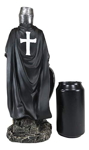 Ebros Gift Holy Wars English Black Cloaked Crusader Knight Of The Cross With Sword And Shield Statue 11" Tall Suit Of Armor Warrior Swordsman Templar Knights Sculpture #TOP4