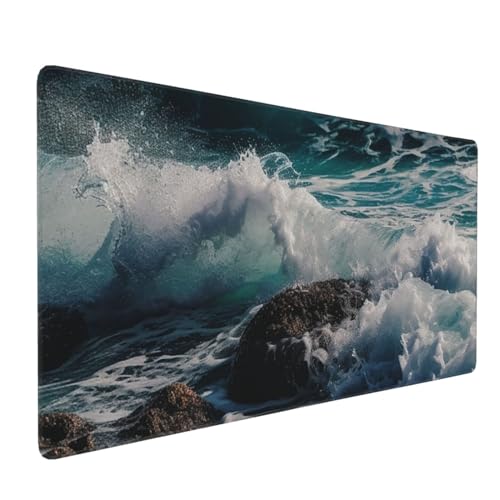 Tapis de souris grand format vagues d'eau imperméable clavier et portable