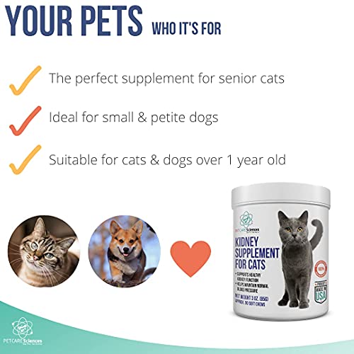 Pet Care Sciences Approx 90 Servings Cat Kidney Support Chews - Feline Kidney Restore - Renal Cat Treats - Cats Kidney Support Supplement - Urinary Tract Irritations Control For Cat - Made In The Usa #TOP3