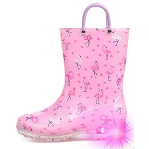 HugRain Light Up Rain Boots for Little Kids