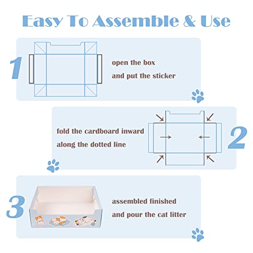 Disposable Litter Boxes For Cats, 4Pcs Collapsible Travel Cat Litter Box, Thickened Waterproof Cat Litter Box, Portable Cat Litter Tray For Small Pets Animals Home Indoor Outdoor | Assemble Simply #TOP4