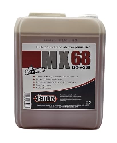 Huile de Chaîne Tronçonneuse 5 Litres – KETTLITZ Medialub MX68 – Huile Minérale Anti-Usure ISO VG 68 – Protection Chaîne et Guide