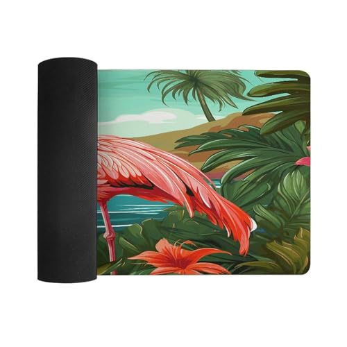 Tropical Flamingo Desk Pad con base de goma, grande, para juegos miniatura 3