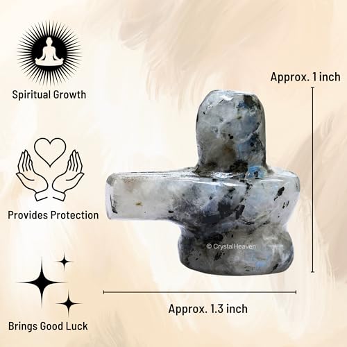Image of Certified Rainbow Moonstone Crystal Shivling for Home Puja - Premium 1.25 inch Shiva Lingam Crystal Healing Stones for Pooja, Vastu, Feng Shui, Reiki Healing and Meditation - Shiv Linga Gift