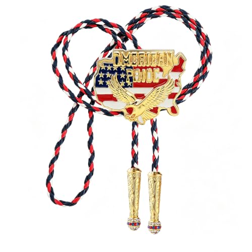 Image of GelConnie Bolo Ties for Men Women Western Cowboy Tie Mens Western Necklace Leather Necktie Gold Bolero Tie Cowboy Necklace