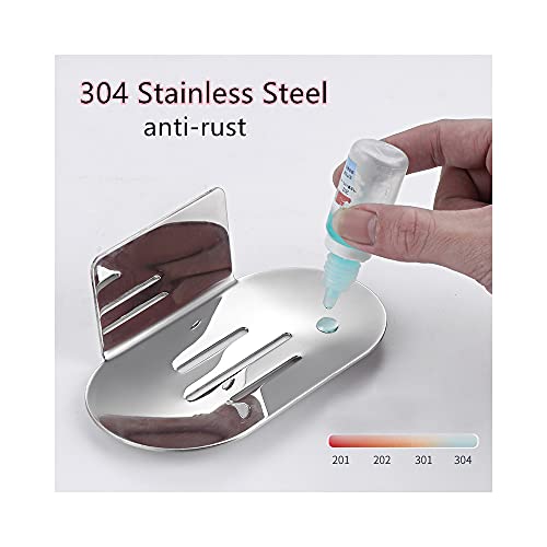 Gmtglla Adhesive Soap Dish, Bath Soap Dish For Shower, 304 Stainless Steel Wall Mounted Bar Soap Holder For Bathroom Kitchen- No Drilling (Chrome) #TOP1