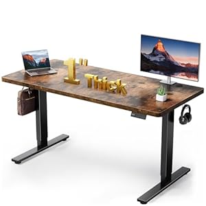 SIAGO Electric Standing Desk Adjustable – 60×28 Inch Sit Stand Desk with 1 Inch Thick Tabletop, Double Beam Frame, 3 Memory Height Adjustment, Cable Management for Home Office