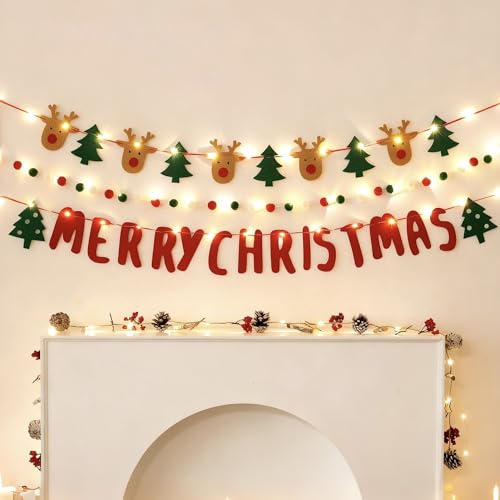 Merry Christmas Banner with Lights,DIY Hanging Decor for Christmas...