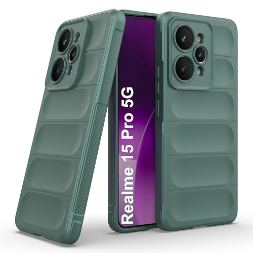 Image of Zapcase Back Case Cover for Realme 15 Pro 5G | Compatible for Realme 15 Pro 5G Back Cover | Liquid Silicon Magic Case with Camera Protection | Dark Green