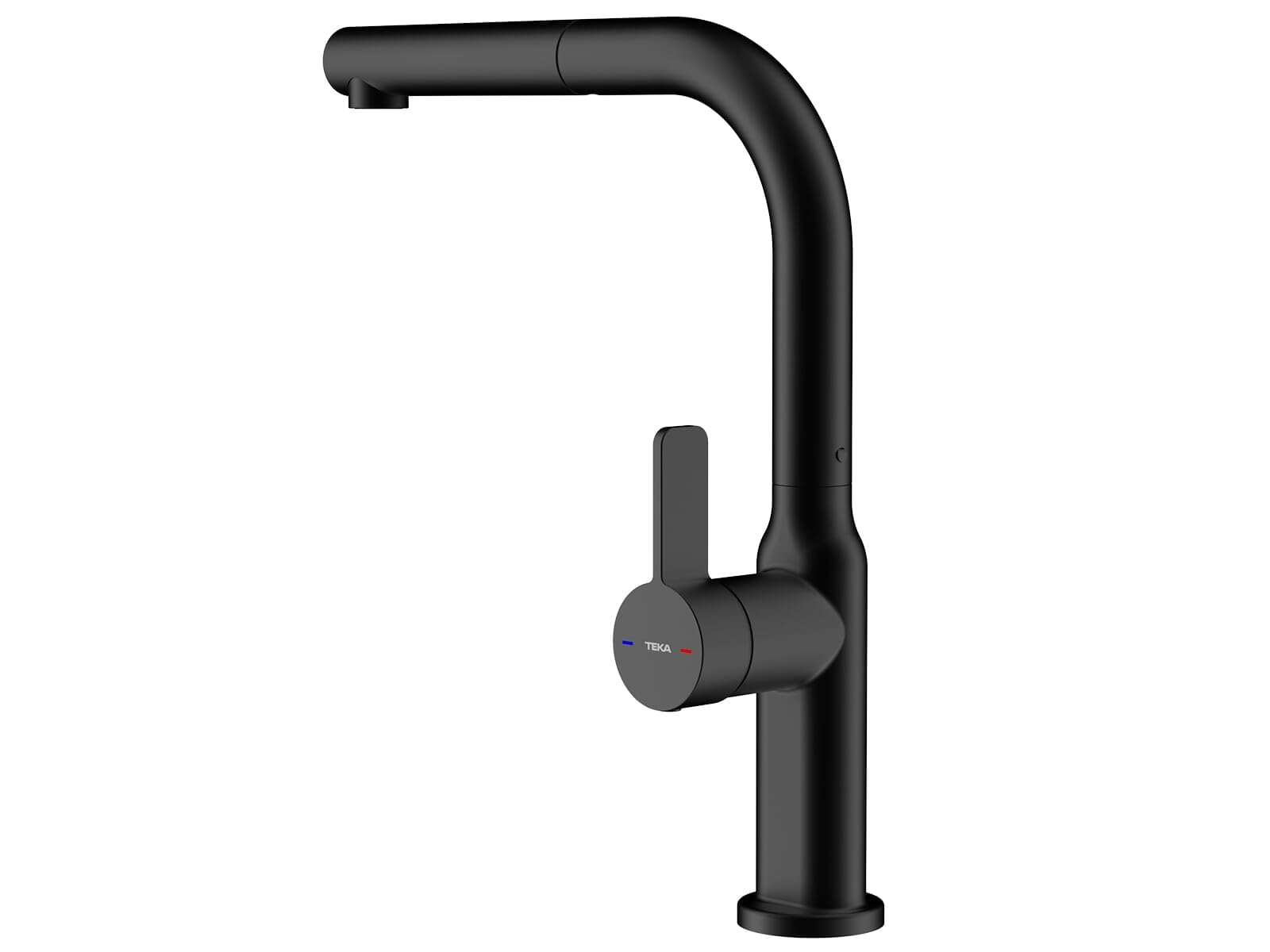 TEKA Grifo Cocina Monomando, Caño Alto Giratorio 360°, Maneral Extraíble, Aireador Antical, Manguera Flexible, Acabado Negro, Modelo OVAL 938